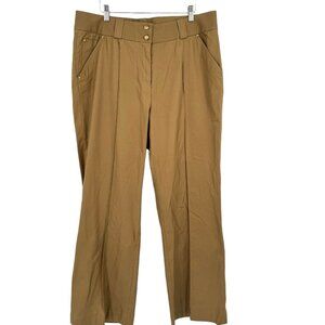 Reba Pants Size 10 Camel Tan Wide Leg Womens Pants Cotton Stretch
